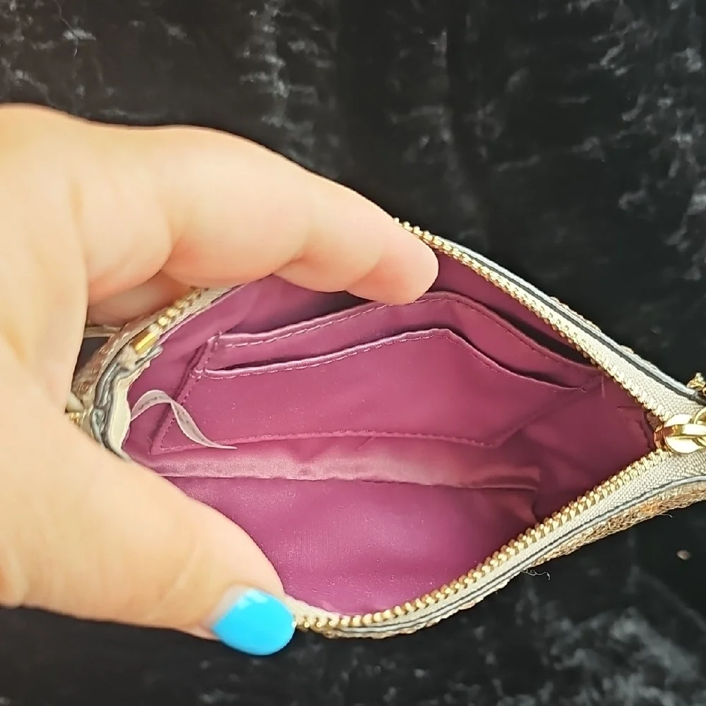 Coach Gold Sequin Wristlet NWT with Signature Monogram With Coach Box✨️✨️✨️ - Picture 9 of 11